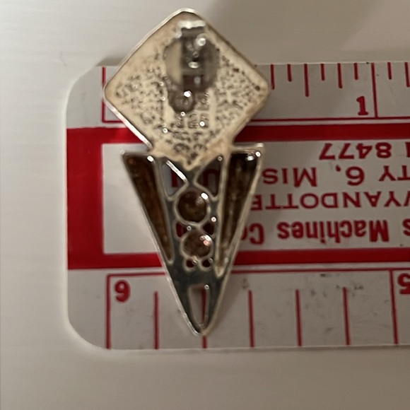 Vintage Lapis Lazuli Blue Sterling Silver Triangle Geometric Earrings - Picture 11 of 12